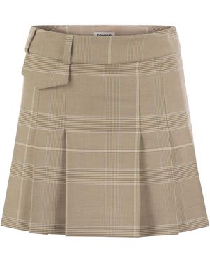 Dondup Prince Of Wales Pleated Mini Skirt - Natural