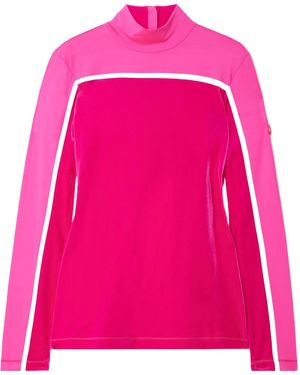 Bogner Milu Stretch-Velour And Shell Turtleneck Top - Pink
