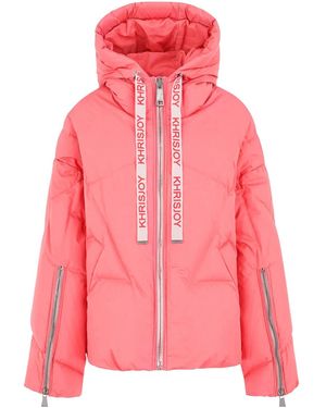 Khrisjoy Hooded Zip-Up Quilted Jacket - Pink