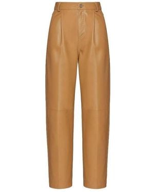 RED Valentino Straight Leg Leather Trousers - Natural