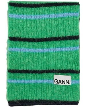 Ganni Soft Wool Scarf - Green
