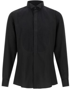 Pal Zileri Ceremony Pleated Bib Tuxedo Shirt - Black