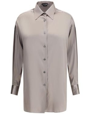 Tom Ford Satin Relaxed Fit Shirt - Grey