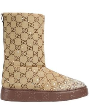 Gucci Monogrammed Embellished Boots - Brown