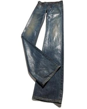 Gucci Cotton Denim Pants With Coating - Blue