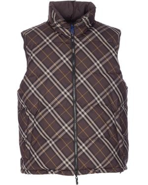Burberry Reversible Check Down Gilet - Brown