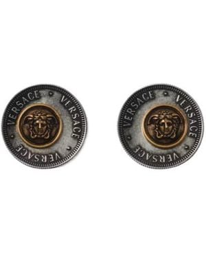 Versace Medusa Logo Stud Earrings - White