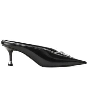 Alexander Wang Akila Zip Closed Toe Mules - Black