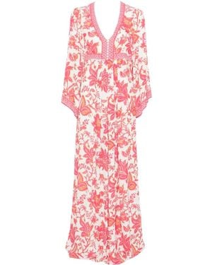 Etro Embroidered Floral Maxi Dress - Pink
