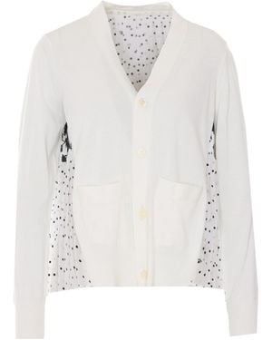 Sacai Pattern Mix Pleated Cardigan - White