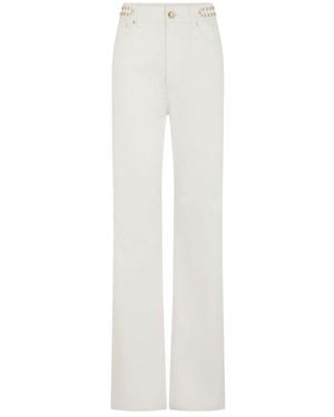 Rabanne Paillette-Embellished Flared Denim Jeans - White
