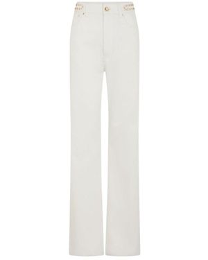 Rabanne Paillette-Embellished Flared Denim Jeans - White