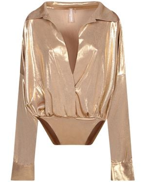 Norma Kamali Deep V-Neck Bodysuit - Natural