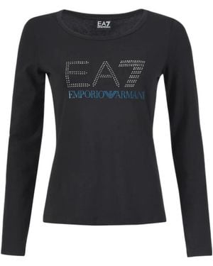 EA7 Round Collar And Long-Sleeved T-Shirt - Black