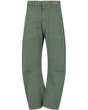 Nili Lotan Casual Trousers With Waist And Loop Straps - Green