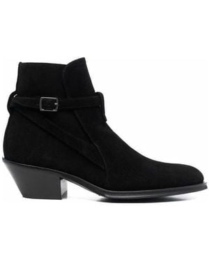 Saint Laurent Buckled Strap Ankle Boots - Black