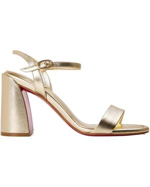 Christian Louboutin Leather Block Heel Sandals - Natural