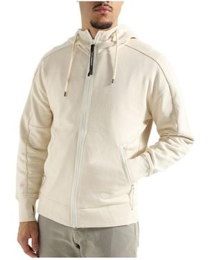 C.P. Company Goggles-Detail Zipped-Up Hoodie - Natural