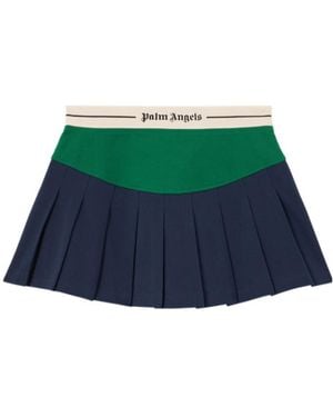 Palm Angels Logo Pleated Mini Skirt - Green