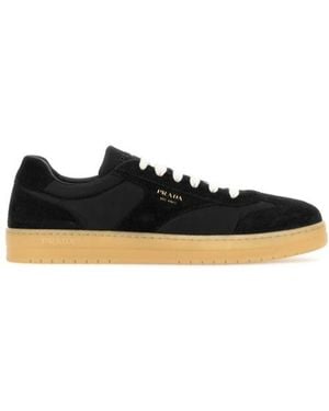 Prada Round-Toe Lace-Up Sneakers - Black