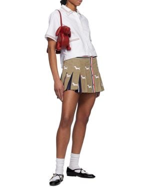 Thom Browne Hector-Embroidery Corduroy Mini Skirt - Brown