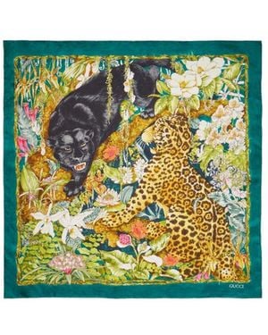 Gucci 'Double Trouble' Printed Silk Carré - Green