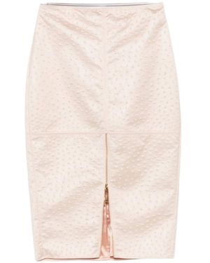 Elisabetta Franchi Embossed Zip Skirt - Natural