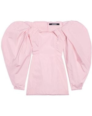 Jacquemus La Robe Taffetas Draped Mini Dress - Pink