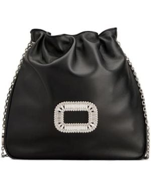 Roger Vivier Crystal-Buckle Chain Shoulder Bag - Black