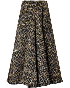Altuzarra Fringe-Trimmed Tweed Midi Skirt - Grey