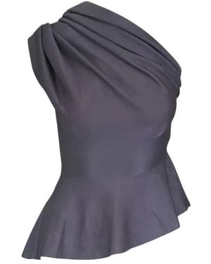 KHAITE Aimee Draped Blouse - Blue