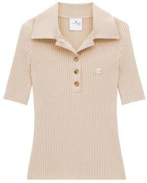 Courreges Courrges Iconic Rib Knit Polo Shirt - Natural