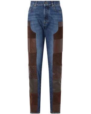 Versace Patchwork Paneled Jeans - Blue