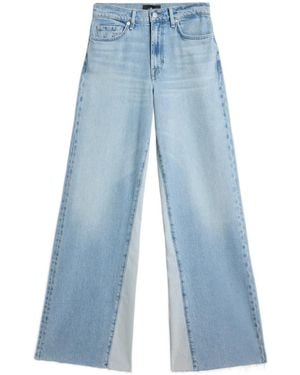 7 For All Mankind Flared Contrast Panel Jeans - Blue