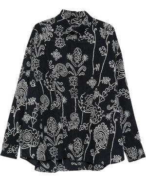 Giorgio Armani All-Over Printed Long-Sleeved Shirt - Black