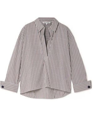 Veronica Beard Draymond Striped Poplin Shirt - Grey