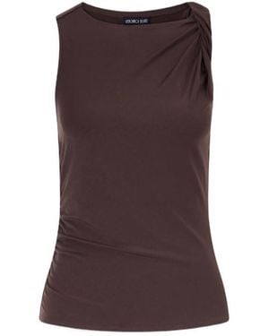 Veronica Beard Twisted Lyocell-Blend Jersey Top - Brown