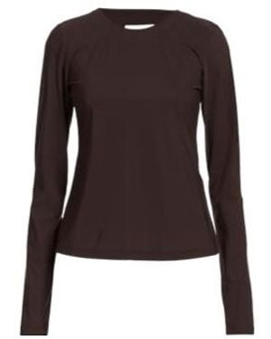 MM6 by Maison Margiela Crew-Neck Long-Sleeve Fitted Layering Top - Brown