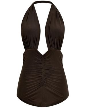 Norma Kamali Ruched Strapless Bodysuit - Black