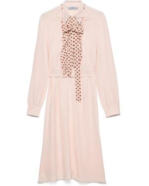Prada Embroidered Marocain Dress - Pink