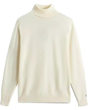 Woolrich Embroidered-Logo Turtleneck Sweater - White