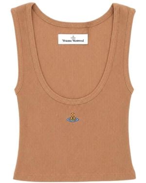 Vivienne Westwood Ribbed Scoop-Neck Top - Brown