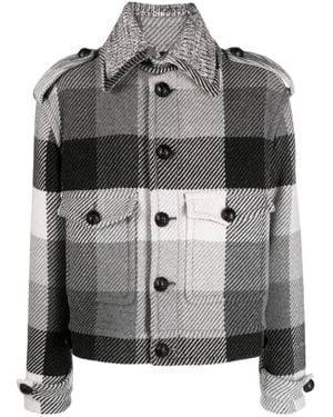 Etro Check-Patterned Button Up Jacket - Gray