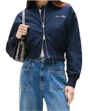 Tommy Hilfiger Water Repellent Relaxed Short Bomber Jacket - Blue