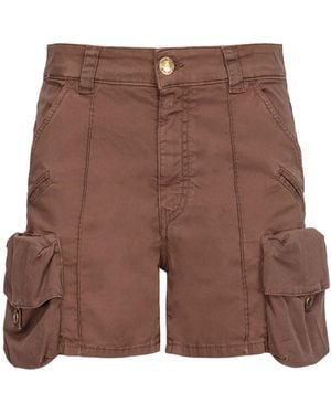 Pinko Low-Waist Thigh-Length Cargo Shorts - Brown