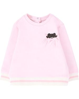 Fendi Bear-Pocket Ribbed-Trim Sweatshirt - Pink