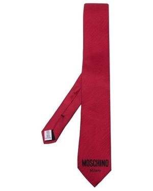 Moschino Logo Printed Tie - Red
