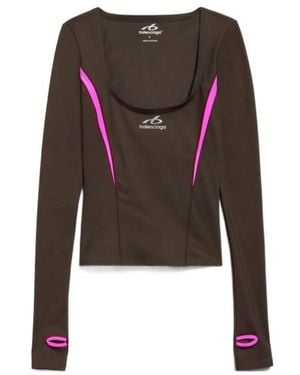 Balenciaga Techwear Fitted Long Sleeve Top - Brown