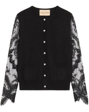 Valentino Long-Sleeve Knit Top - Black