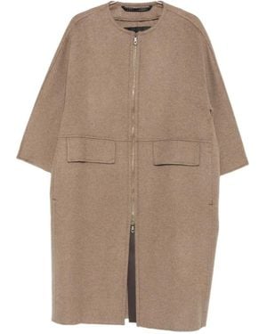 Max Mara Round Neck Coat - Natural